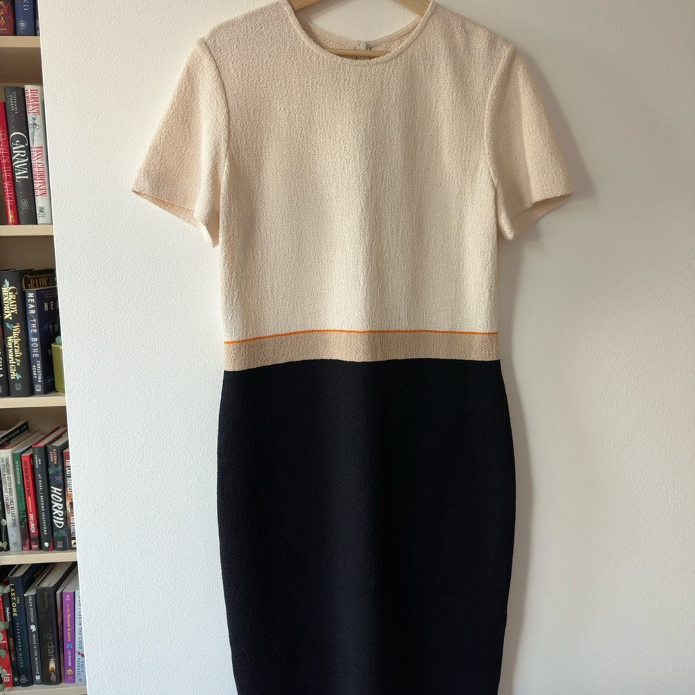 St. John Collection Black and Cream Midi Dress
